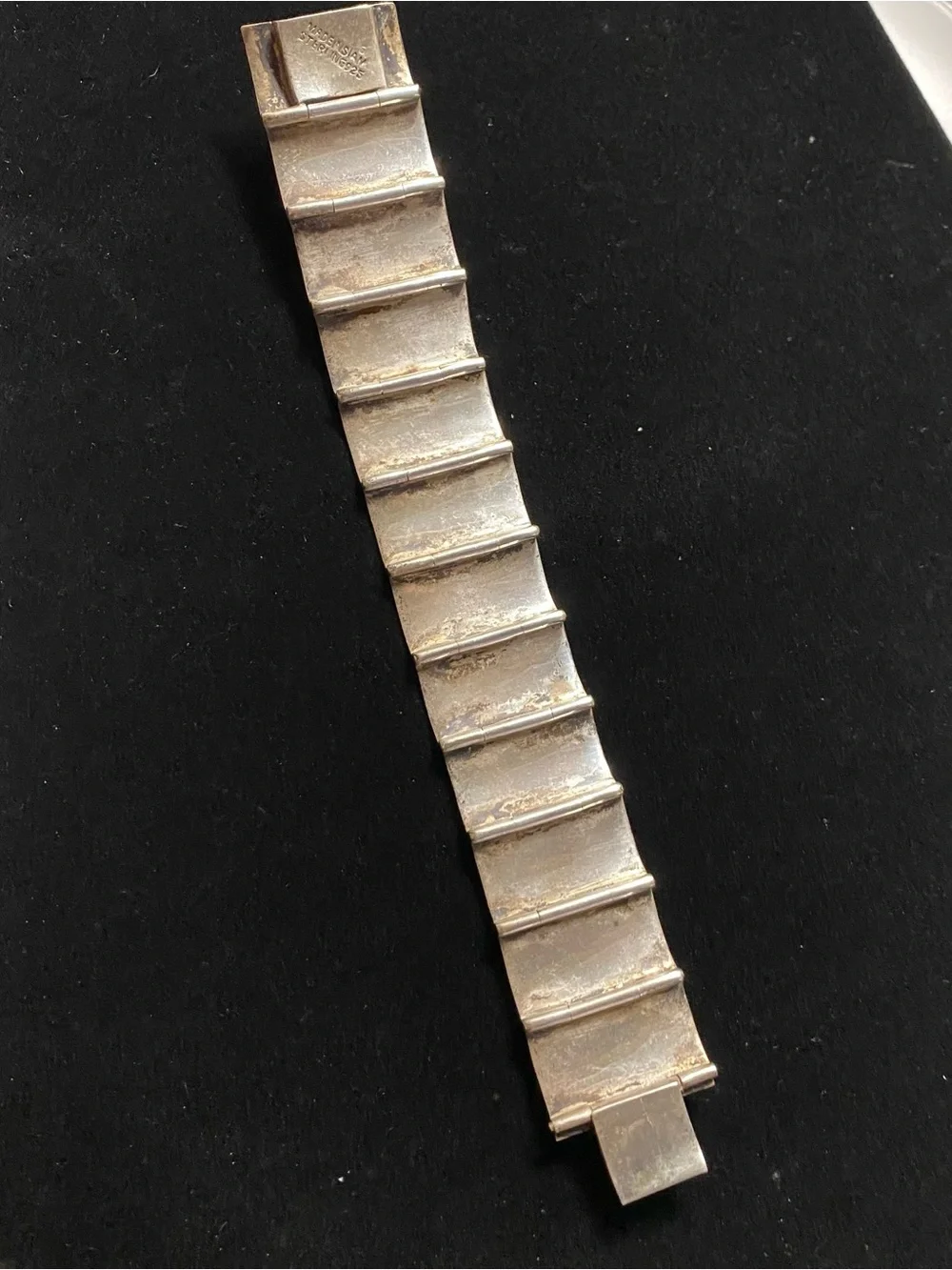 Vintage sterling silver Siam niello dancing goddesses bracelet